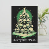 Vrolijk Kerstmis Spooky Gothic Skulls Tree Feestdagenkaart (Staand voorkant)