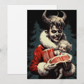 Vrolijk Kerstmis Spooky Horror Duivel Jongen Feestdagenkaart (Voorkant / Achterkant)