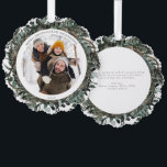 Vrolijk Kerstmis stoffige Winter groen Foto krans Ornament Kaart<br><div class="desc">Introductie van de Merry Christmas Dusty Winter Greenery Photo Wreath Ornament Kaart, de perfecte manier om te bellen in het vakantieseizoen met stijl en feestelijke elegantie. Deze betoverende kaart vangt de essentie van het winterwonderland, met zijn delicate winter eucalyptus en groenblijvende botanische groen, versierd met bessen, ingewikkeld ingericht om een...</div>