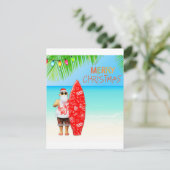 Vrolijk Kerstmis Surfin' Santa Bedankkaart (Staand voorkant)