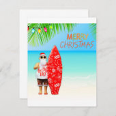 Vrolijk Kerstmis Surfin' Santa Bedankkaart (Voorkant / Achterkant)