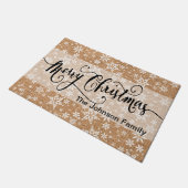 Vrolijk Kerstmis Tan Burlap Sneeuwvlok Patroon Deurmat (Schuin)