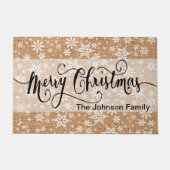 Vrolijk Kerstmis Tan Burlap Sneeuwvlok Patroon Deurmat (Voorkant)