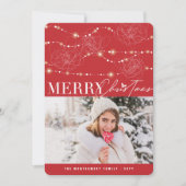 Vrolijk Kerstmis Tangled & Messy Fairy Lights Foto Feestdagenkaart (Voorkant)