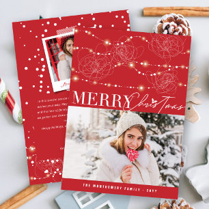 Vrolijk Kerstmis Tangled & Messy Fairy Lights Foto Feestdagenkaart