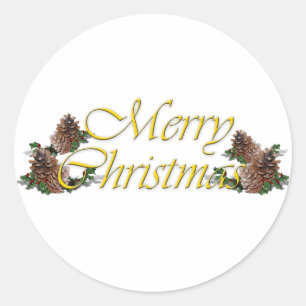 Vrolijk kerstmis tekst ontwerp ronde sticker