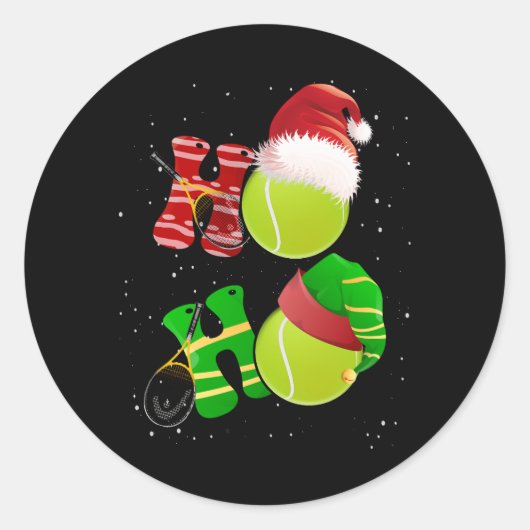 Vrolijk Kerstmis Tennis Pyjama Speler Bijpassende Ronde Sticker (Voorkant)