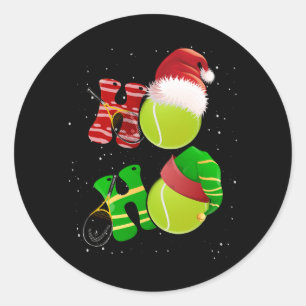 Vrolijk Kerstmis Tennis Pyjama Speler Bijpassende  Ronde Sticker