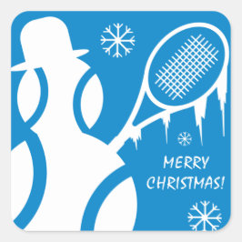 Vrolijk Kerstmis Tennis Vakantie feestje gunst Vierkante Sticker