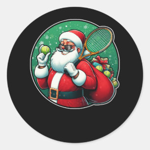 Vrolijk Kerstmis Tennisser Racket Lover Santa C Ronde Sticker