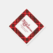Vrolijk Kerstmis Traditioneel Rood Plaid Tartan Pa Servet (Hoek)