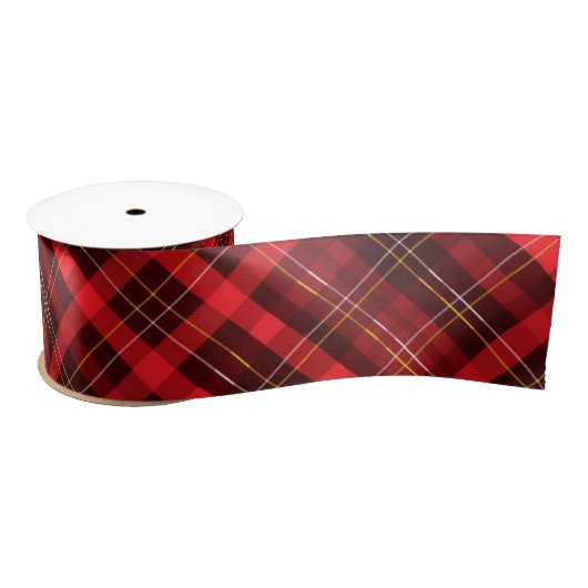 Vrolijk Kerstmis Traditioneel Rood Plaid Tartan Satijnen Lint (Spoel)