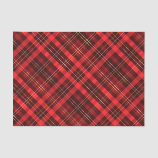 Vrolijk Kerstmis Traditioneel Rood Plaid Tartan Tissuepapier (Voorkant)