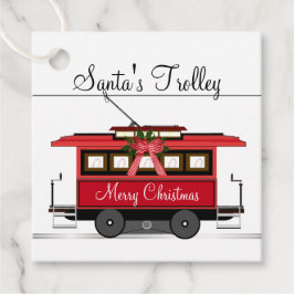 Vrolijk Kerstmis Tram Trolley Streetcar Bedankjes Labels