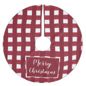 Vrolijk Kerstmis Trendy Buffalo Check Rood en Wit Kerstboom Rok (Voorkant)