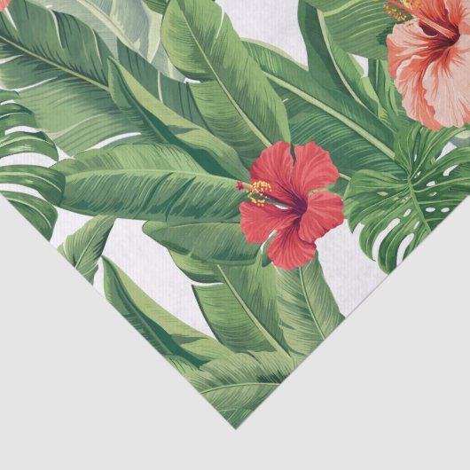 Vrolijk Kerstmis Tropische Bloemblad Groen Rood Tissuepapier (Detail)