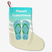 Vrolijk Kerstmis Tropische Vis Strand Golven Sanda Kleine Kerstsok (Voorkant)