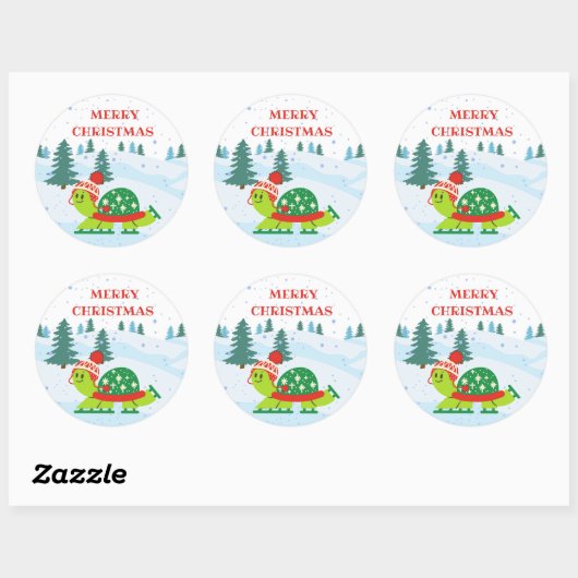 Vrolijk Kerstmis Turtle Schaatsen Stickers (Vel)