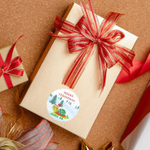 Vrolijk Kerstmis Turtle Schaatsen Stickers