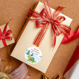 Vrolijk Kerstmis Turtle Schaatsen Stickers