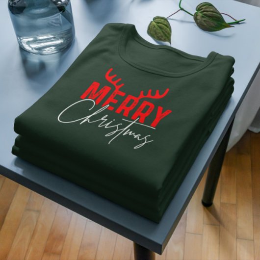 Vrolijk Kerstmis Typografie Antlers T-shirt