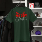 Vrolijk Kerstmis Typografie Antlers T-shirt