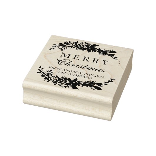 Vrolijk Kerstmis typografie blad chique winter Rubberstempel (Stempel)