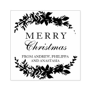 Vrolijk Kerstmis typografie blad chique winter Rubberstempel