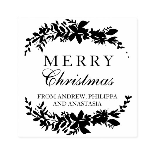 Vrolijk Kerstmis typografie blad chique winter Rubberstempel (Afrduk)