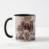 Vrolijk Kerstmis Typografie Familie 5 Foto Collage Mok (Links)