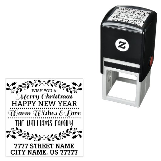 VROLIJK KERSTMIS typografie Familie Retouradres Zelfinktende Stempel (In situ)
