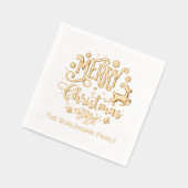 Vrolijk Kerstmis Typografie Familienaam Folie Servetten (Links)