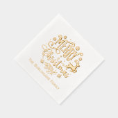 Vrolijk Kerstmis Typografie Familienaam Folie Servetten (Rechts)