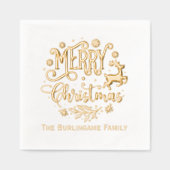 Vrolijk Kerstmis Typografie Familienaam Folie Servetten (Voorkant)