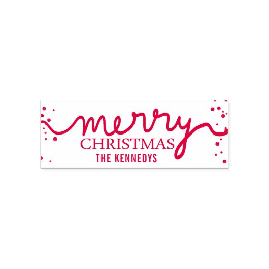 Vrolijk Kerstmis Typografie Familienaam Zelfinktende Stempel (Design)