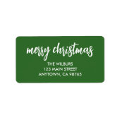 Vrolijk Kerstmis Typografie Groen Retouradres Etiket (Voorkant)
