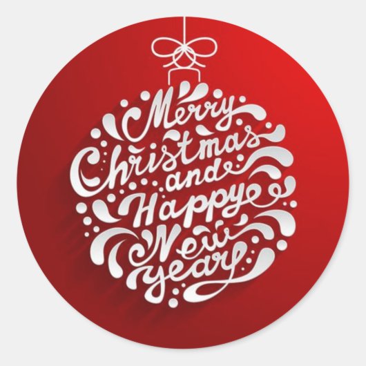 Vrolijk Kerstmis Typografie Ontwerp Ronde Sticker (Voorkant)