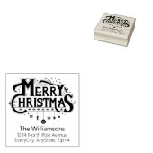 Vrolijk Kerstmis Typografie Retouradres Rubberstempel (Gestempeld)