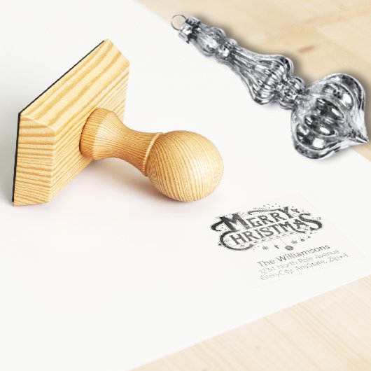Vrolijk Kerstmis Typografie Retouradres Rubberstempel