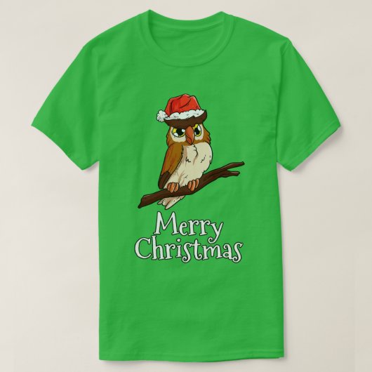 Vrolijk Kerstmis Uil Santas Pet Uil T-shirt (Design voorkant)