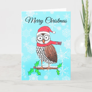 Vrolijk Kerstmis Uil Schattige Feestelijk Feestdagen Kaart