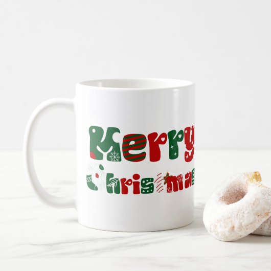 Vrolijk Kerstmis Unisex & Kinder Kleding Koffiemok (Met donut)