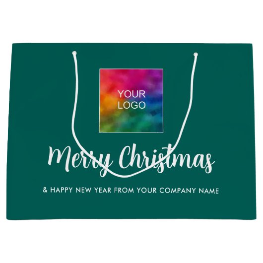 Vrolijk Kerstmis Uw Bedrijfs Logo hier Douane Groot Cadeauzakje (Voorkant)