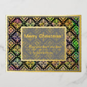 Vrolijk Kerstmis veelkleurig patroon grijs en goud Folie Feestdagen Briefkaart (Voorkant)