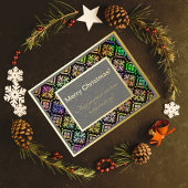 Vrolijk Kerstmis veelkleurig patroon grijs en goud Folie Feestdagen Briefkaart