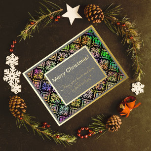 Vrolijk Kerstmis veelkleurig patroon grijs en goud Folie Feestdagen Briefkaart