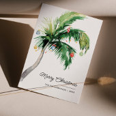 Vrolijk Kerstmis Verfraaide Palm Tree Kust Feestdagenkaart