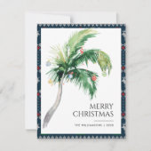Vrolijk Kerstmis Verfraaide Palm Tree Kust Notitiekaartje (Voorkant)