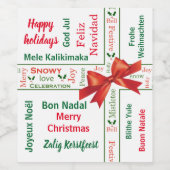 Vrolijk Kerstmis verschillende talen gepersonalise Wijn Etiket (Enkel label)