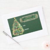 Vrolijk Kerstmis Versierde Boom Star Gouden Swirl Rechthoekige Sticker (Envelop)